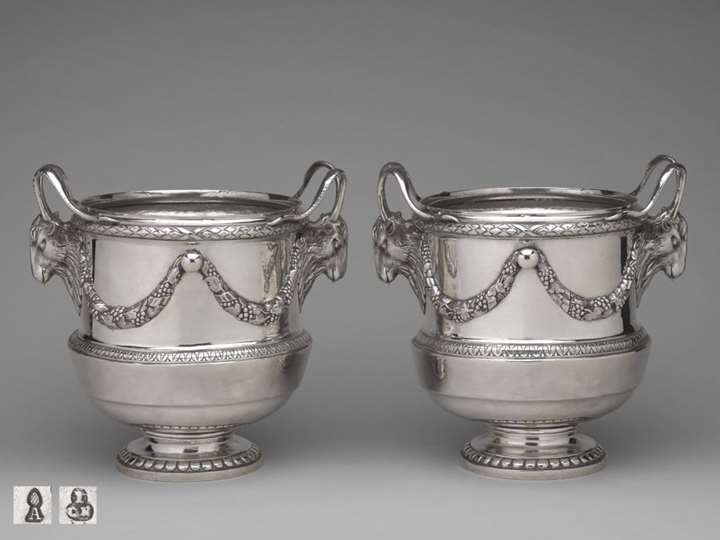 A Pair of Important German Silver Wine-Coolers from the Kharkov Service